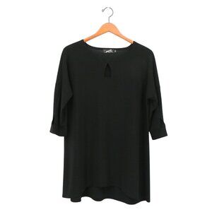 Sympli Black 3/4 Sleeve Keyhole Cutout Hi/low Tunic Top 6